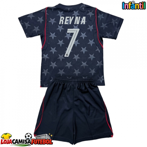 Camisa de Futebol Estados Unidos Giovanni Reyna #7 Equipamento Secundário Infantil Mundo 2026 Manga Curta (+ Calças curtas)